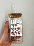 “In My Girl Mom Era” glass cup